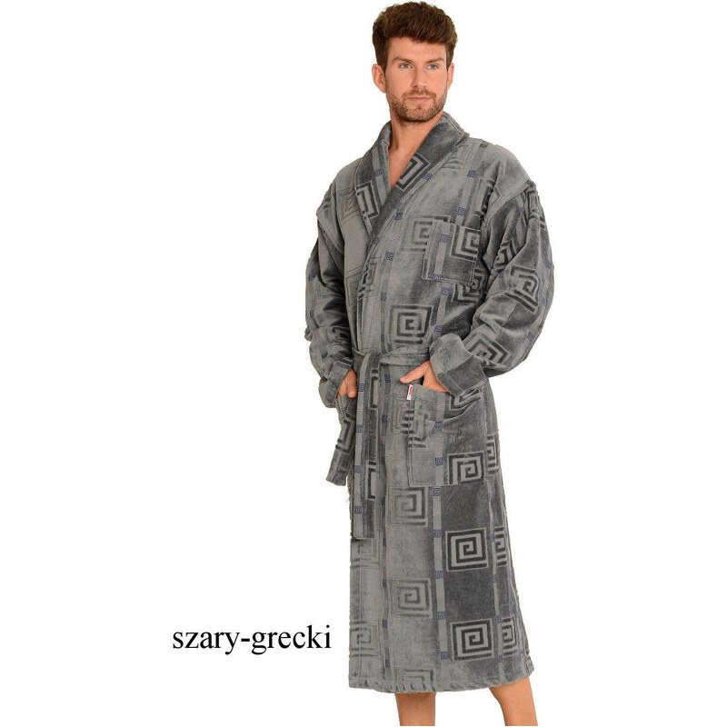 Bathrobe De Lafense 803 M-2XL men's grey-greek 092