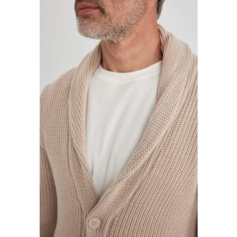 DEFACTO Standard Fit Shawl Collar Knitwear Cardigan