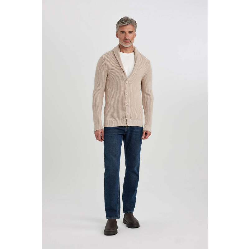 DEFACTO Standard Fit Shawl Collar Knitwear Cardigan