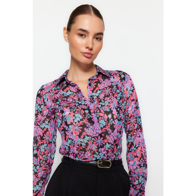 Trendyol Multi Color Floral Pattern Woven Shirt