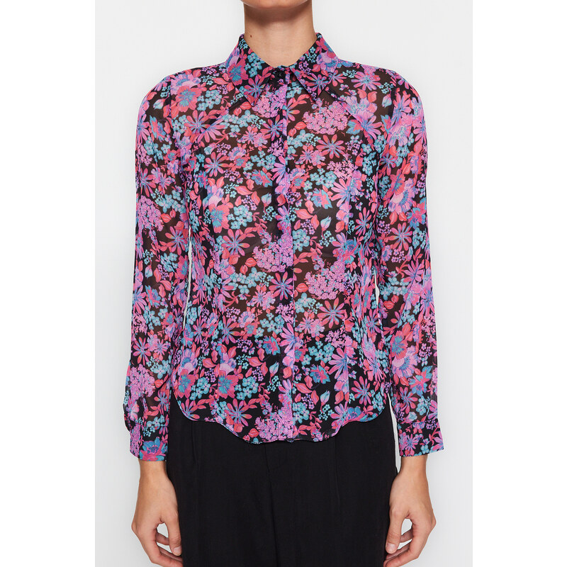 Trendyol Multi Color Floral Pattern Woven Shirt