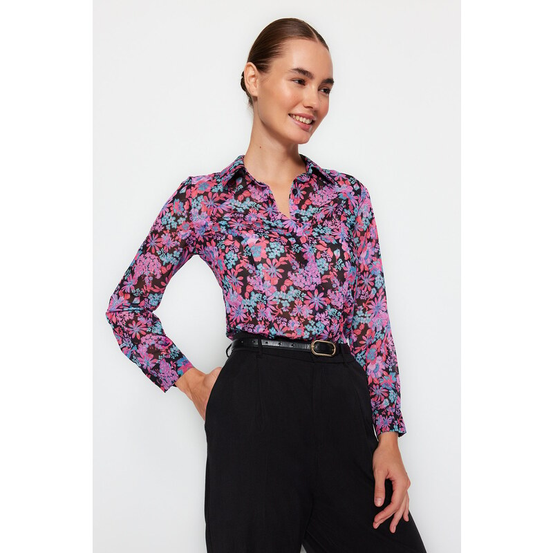 Trendyol Multi Color Floral Pattern Woven Shirt