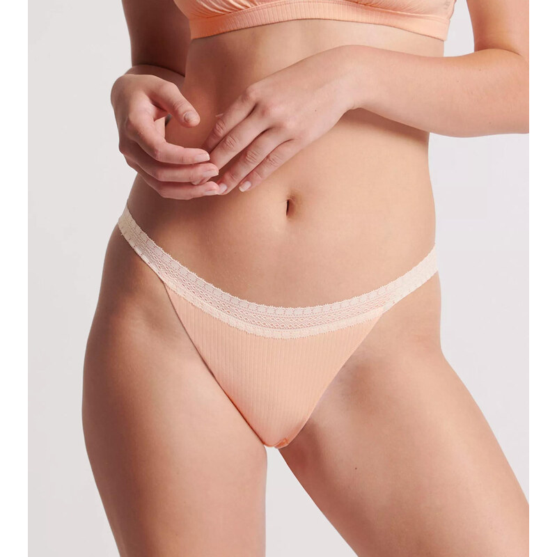 Dámská tanga GO Ribbed Tanga C2P - ORANGE - sv. oranžové 00BG - SLOGGI