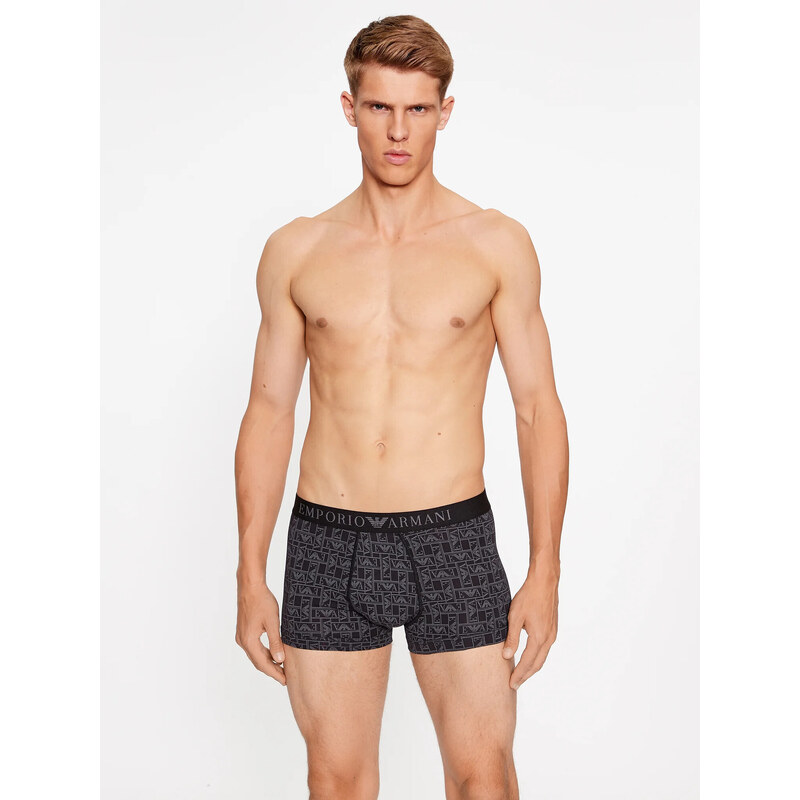 Pánské boxerky 111389 3F506 29221 grafitové s potiskem - Emporio Armani