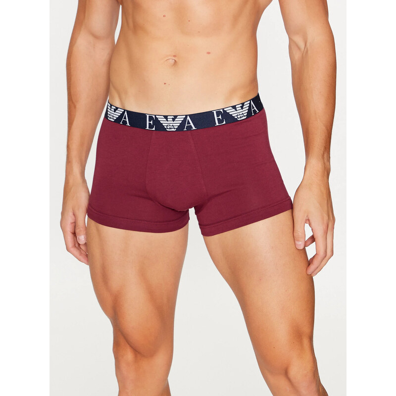 Pánské boxerky 3PACK 111357 3F715 13911 bílo-vínové-tm.modré - Emporio Armani