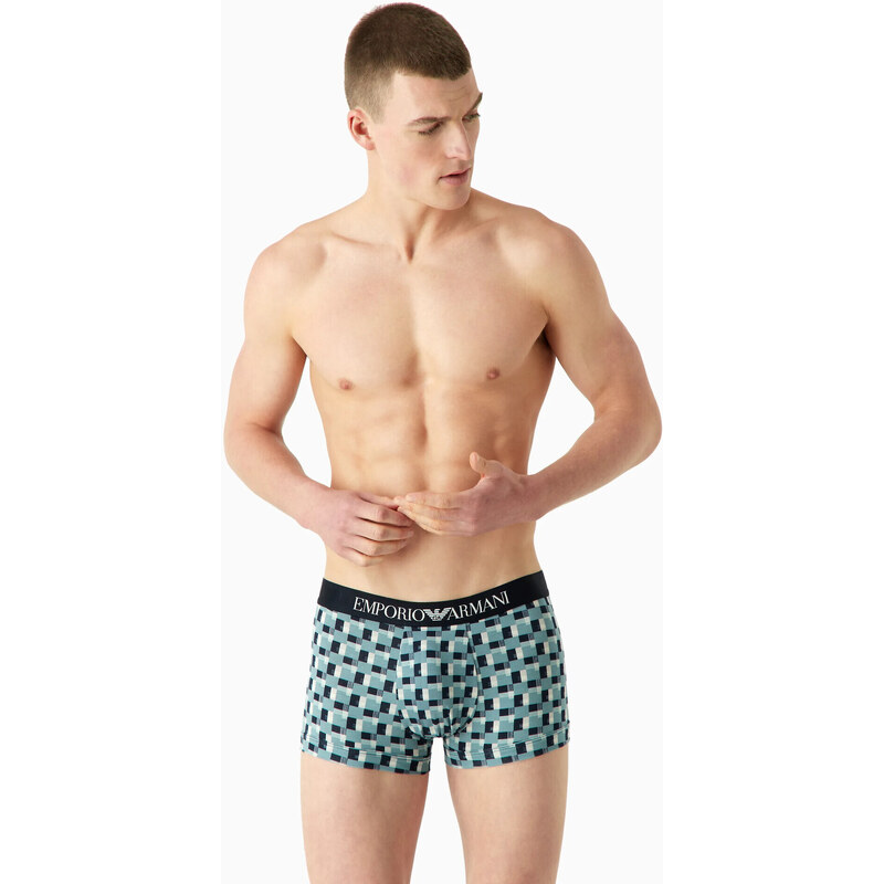 Pánské boxerky 111389 3F504 26642 zelenomodré - Emporio Armani