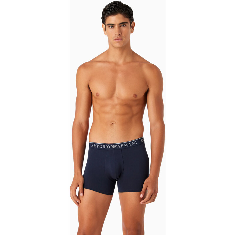 Pánské boxerky 2PACK 111769 3F720 70835 tm. modré - Emporio Armani