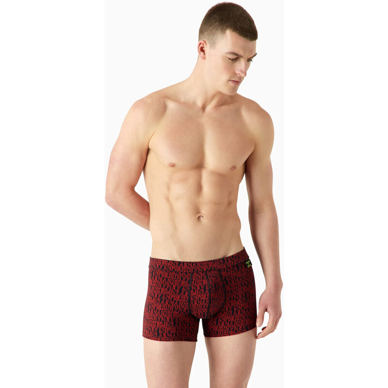 Pánské boxerky 112074 3F508 56936 černé se vzorem - Emporio Armani