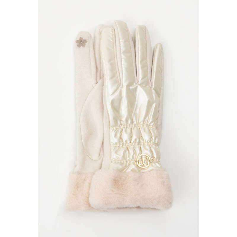 Monnari Rukavice lesklé dámské rukavice s kožešinou Beige