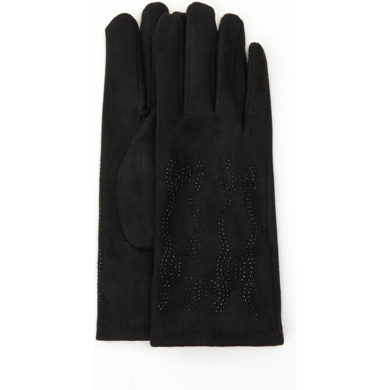 Monnari Rukavice Dámské rukavice s kamínky Black
