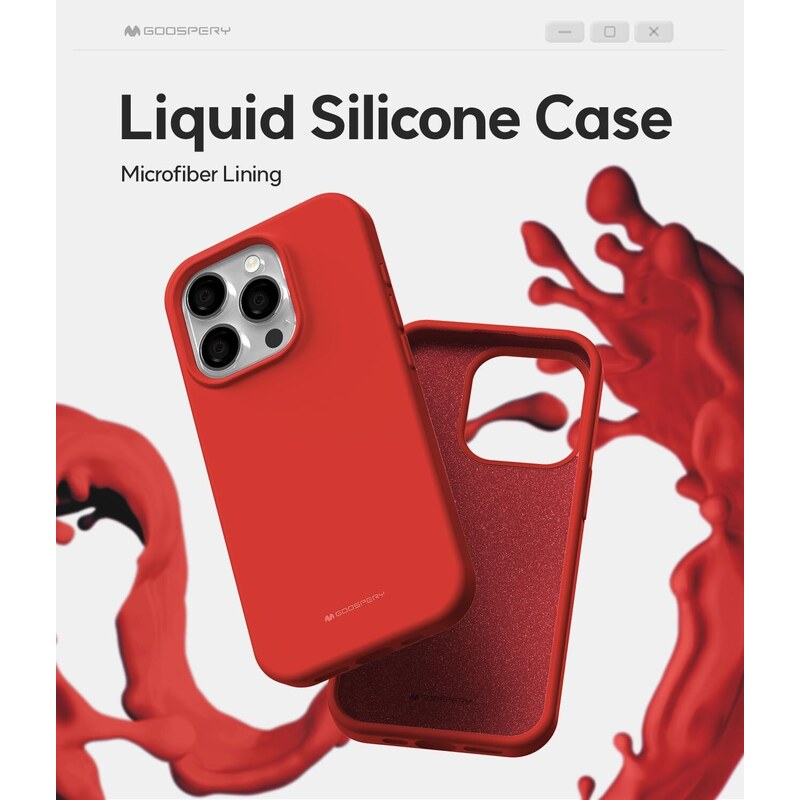 Ochranný kryt na iPhone 15 Pro - Mercury, Silicone Red