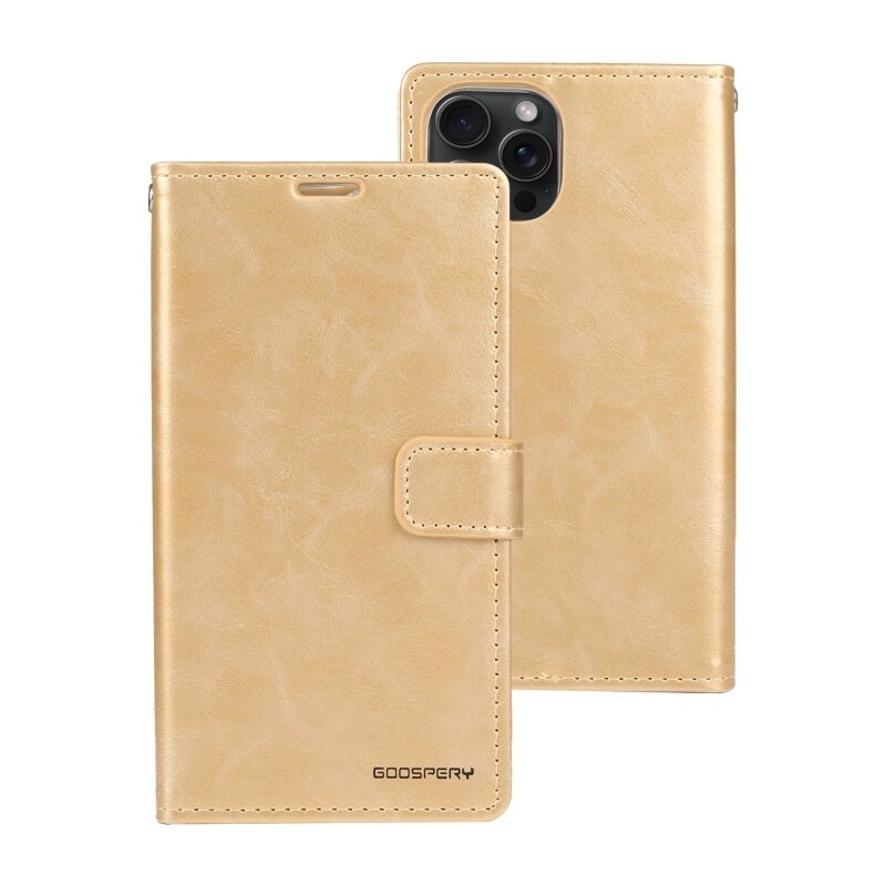 Ochranné pouzdro na iPhone 15 Pro - Mercury, Bluemoon Diary Gold