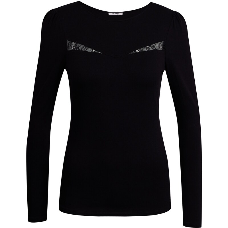 Orsay Černé dámské tričko s krajkou - Dámské