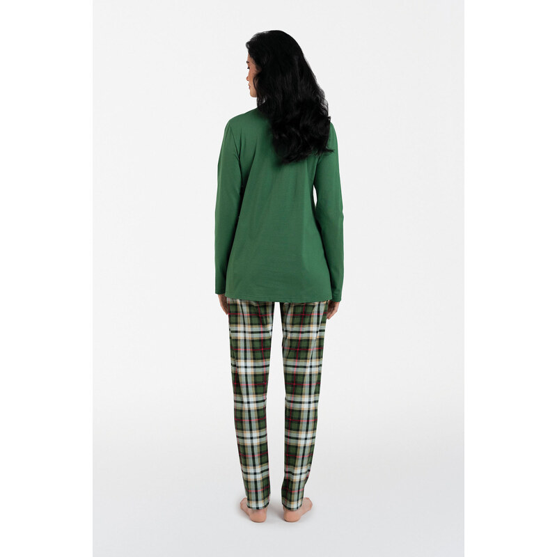 Italian Fashion Dámské pyžamo Asama dlouhé rukávy, dlouhé nohavice - zelená/potisk