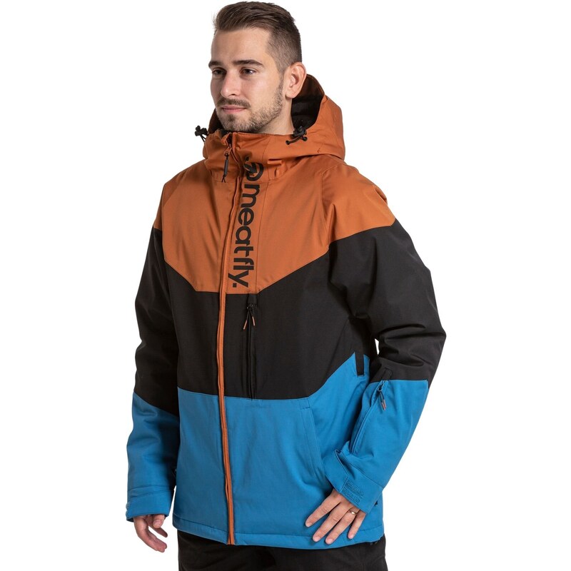 Meatfly pánská SNB & SKI bunda Hoax Premium Brown/Black/Blue | Hnědá