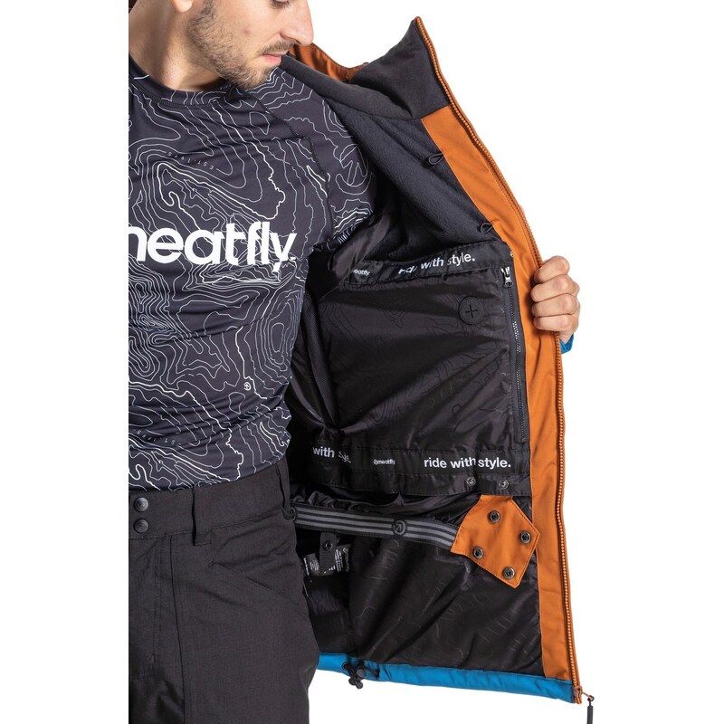 Meatfly pánská SNB & SKI bunda Hoax Premium Brown/Black/Blue | Hnědá