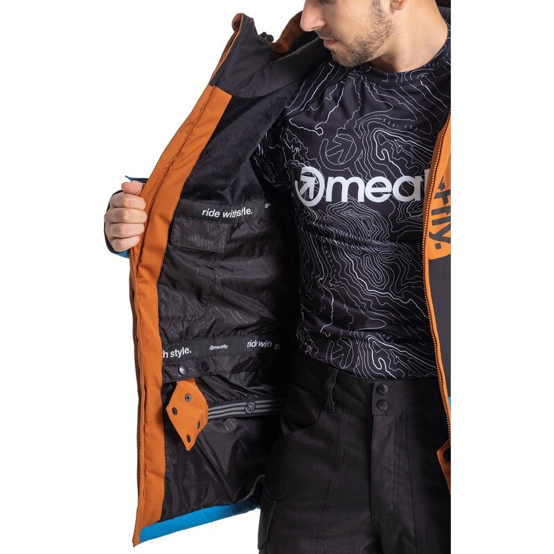 Meatfly pánská SNB & SKI bunda Hoax Premium Brown/Black/Blue | Hnědá