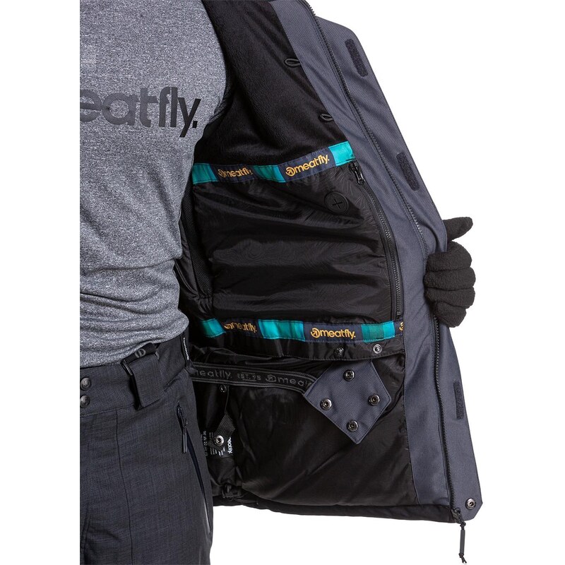 Meatfly snowboardová bunda Mick 2 G - Dark Grey True Black | Černá