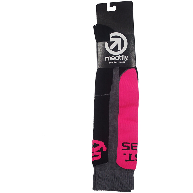 Meatfly snowboardové ponožky Hooper Pink Grey | Růžová