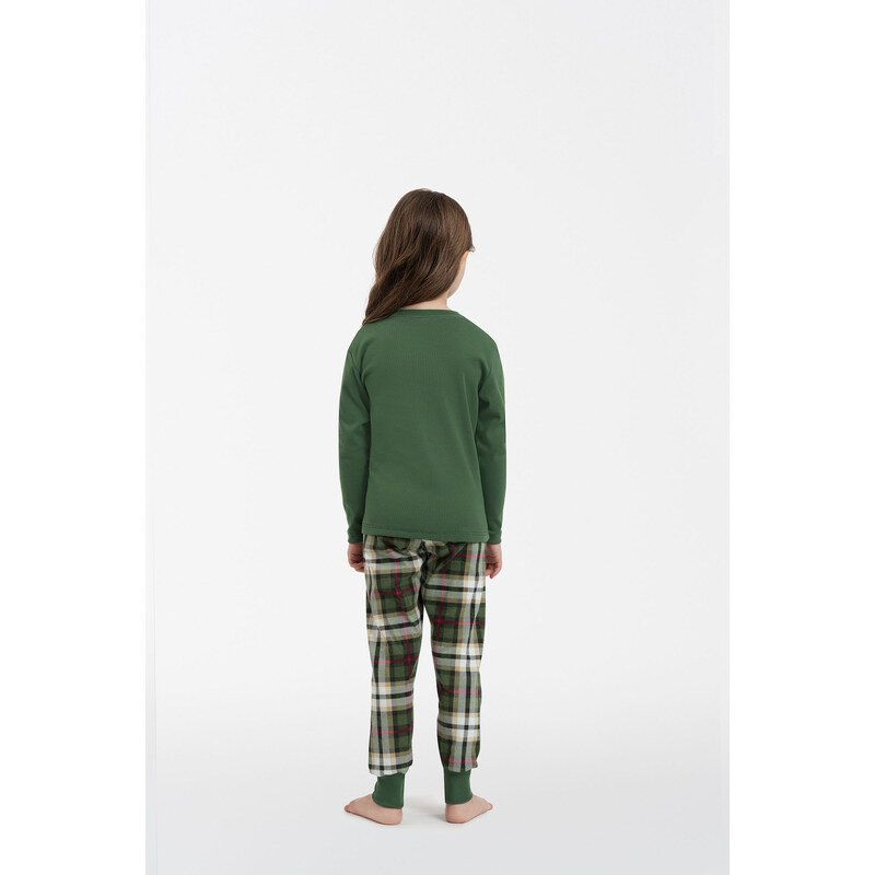 Italian Fashion Dívčí pyžamo Zonda, dlouhý rukáv, dlouhé nohavice - zelená/potisk