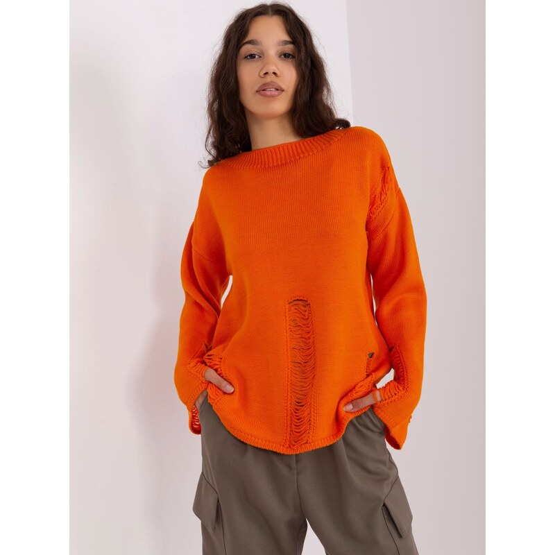Fashionhunters Oranžový oversize svetr s širokými rukávy