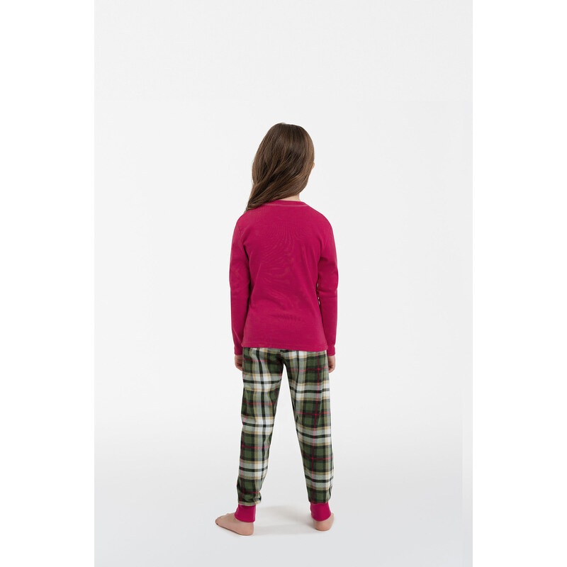 Italian Fashion Dívčí pyžamo Zonda, dlouhý rukáv, dlouhé nohavice - amarant/potisk