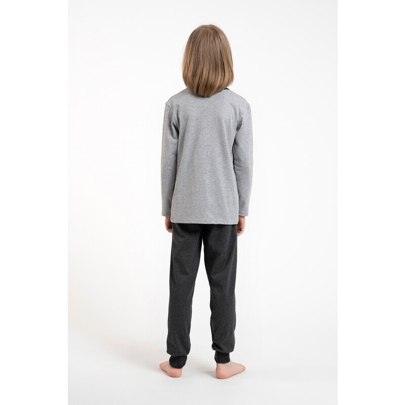 Italian Fashion Chlapecké pyžamo Morten, dlouhý rukáv, dlouhé kalhoty - melange/tmavá melanž