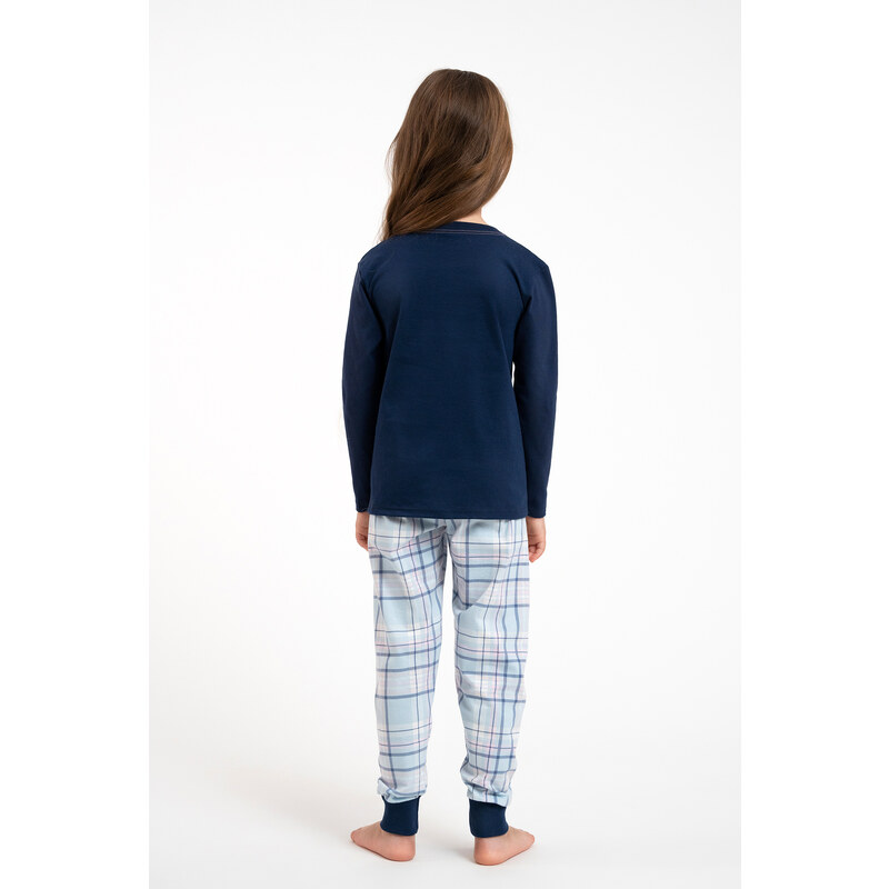 Italian Fashion Dívčí pyžamo Glamour, dlouhý rukáv, dlouhé kalhoty - tmavě modrá/potisk