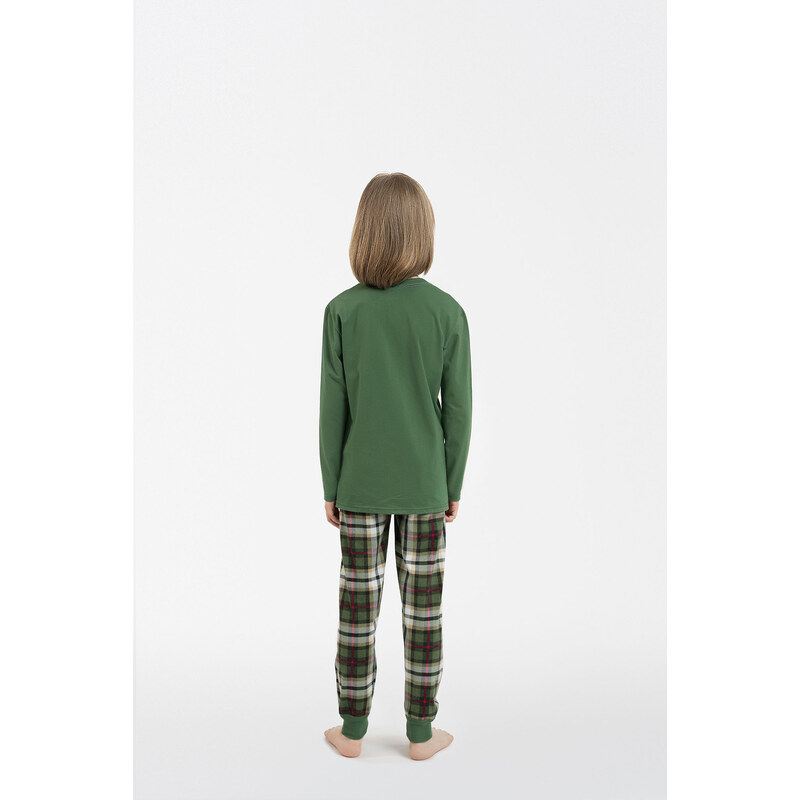 Italian Fashion Chlapecké pyžamo Seward, dlouhý rukáv, dlouhé nohavice - zelená/potisk