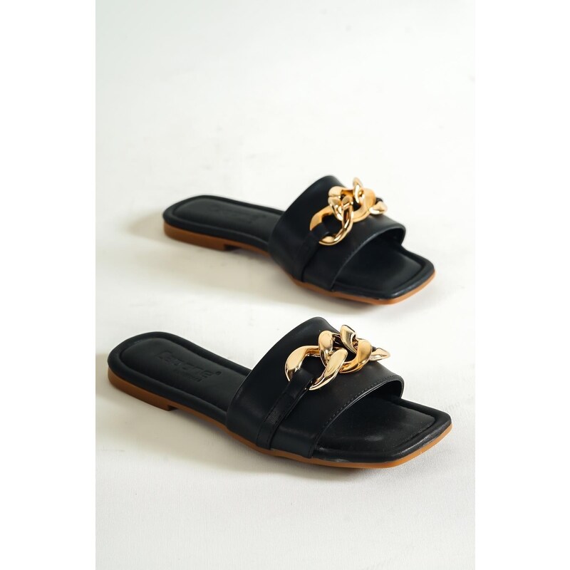 Capone Outfitters Capone Black Women's Slippers with Chain