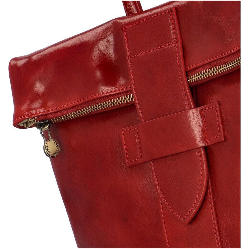 Dámský kožený batoh červený - Delami Vera Pelle Sarava červená