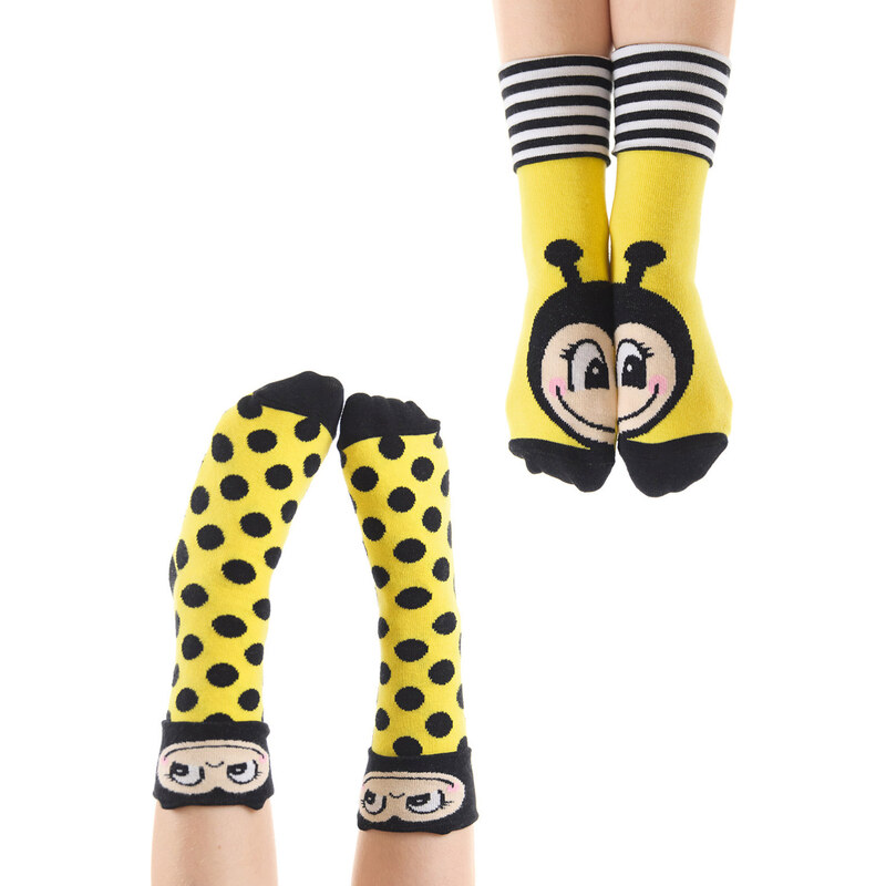 Denokids Ari Girls' Yellow Black Socks 2-Pack