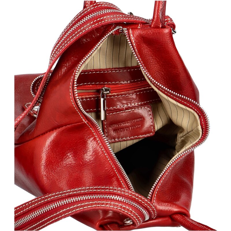 Dámský kožený batoh červený - Delami Wernieta červená