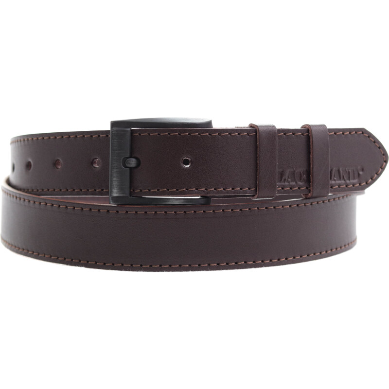 Kožený opasek Black Hand 126-78 hnědý se štepováním 87288435