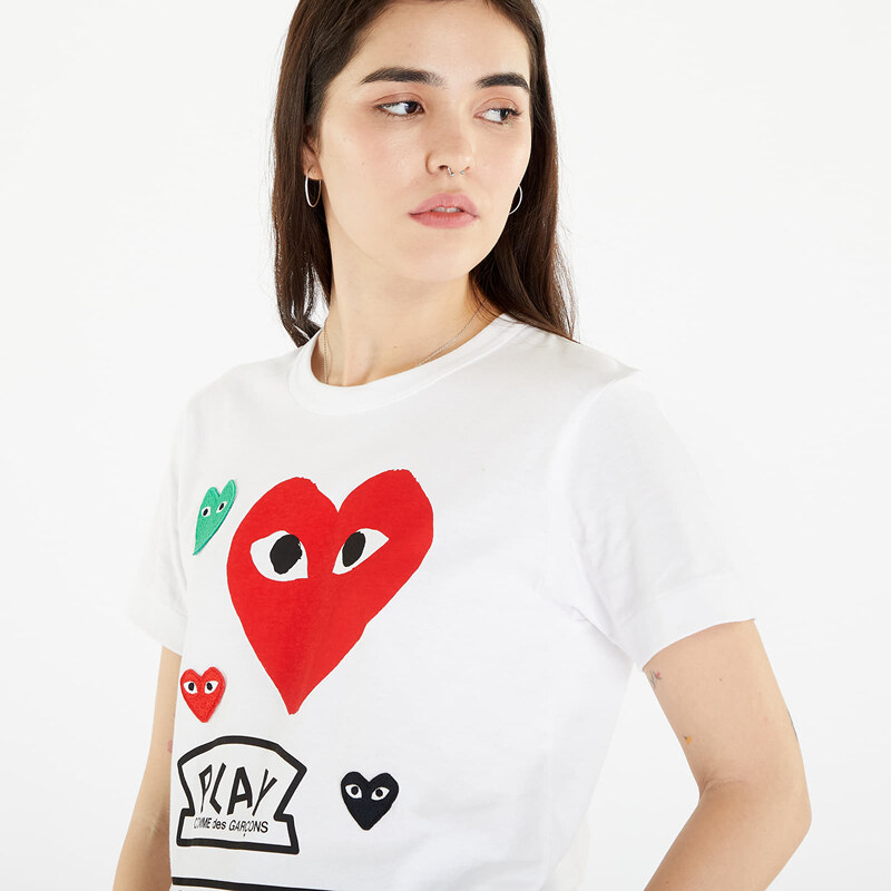 Dámské tričko Comme des Garçons PLAY Heart Logo Tee White