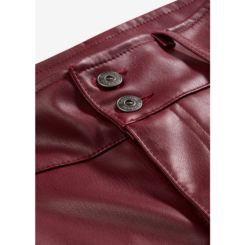 bonprix Zkrácené kalhoty z umělé kůže Červená