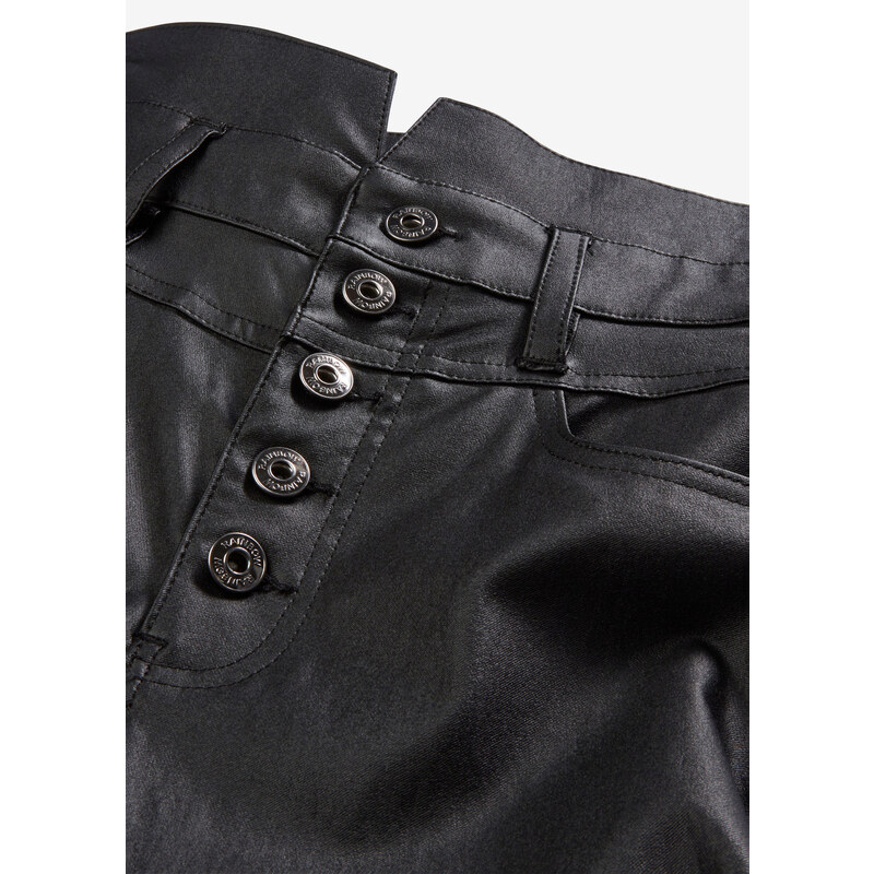 bonprix Kalhoty High Waist z umělé kůže Černá
