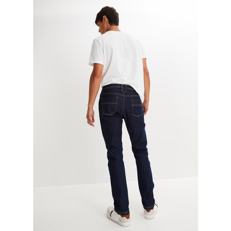 bonprix Strečové termo džíny, velmi hebké, Regular Fit Straight Modrá