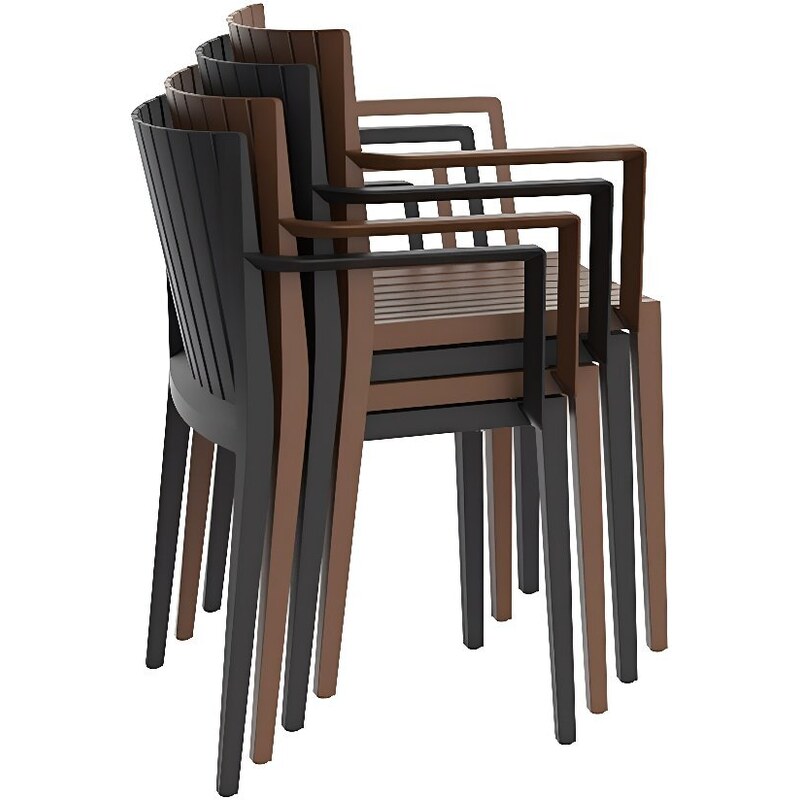 VONDOM Tmavě hnědá plastová zahradní židle SPRITZ s područkami