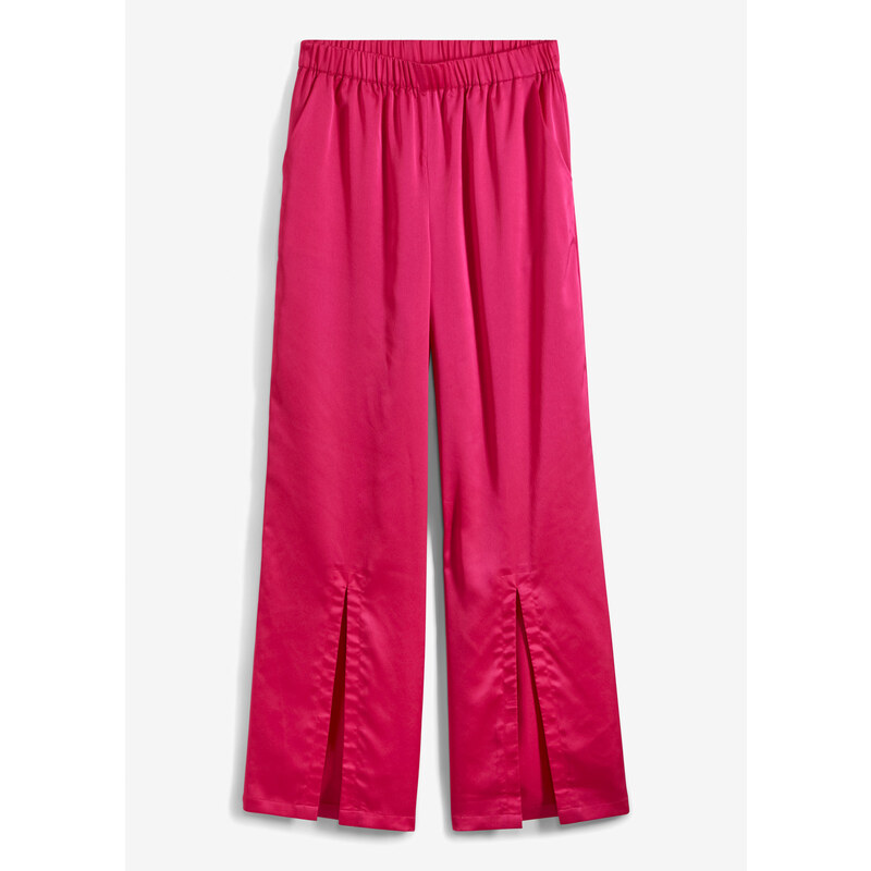 bonprix Saténové kalhoty s rozparky Pink