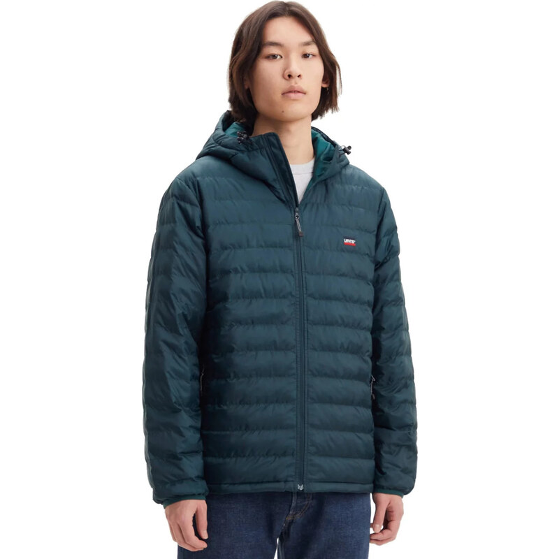 Tmavě zelená prošívaná bunda Levis Presidio Packable Hooded