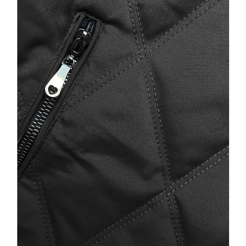 J.STYLE Černá prošívaná bunda s ozdobnými stahovacími lemy (16M9085-392)
