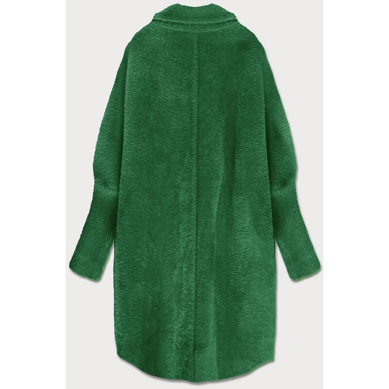 MADE IN ITALY Zelený vlněný přehoz přes oblečení typu alpaka (7108)