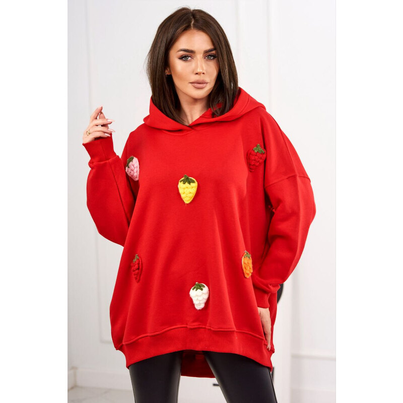 K-Fashion Zateplená mikina s jahodovým motivem červený 87313882