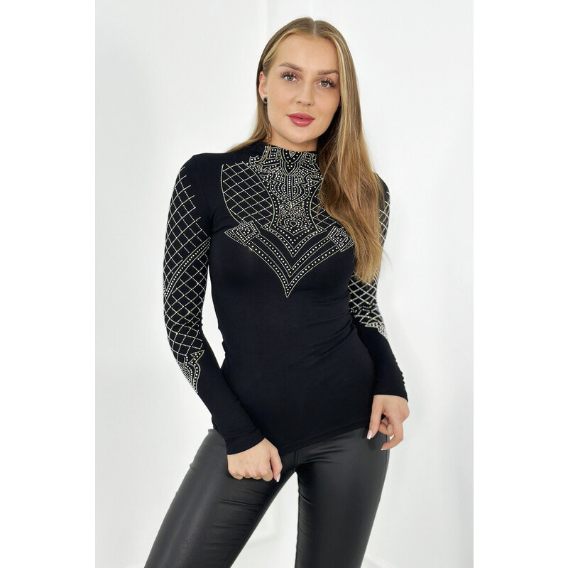 Viskózová halenka model 19049194 výstřihem a rukávy černá - K