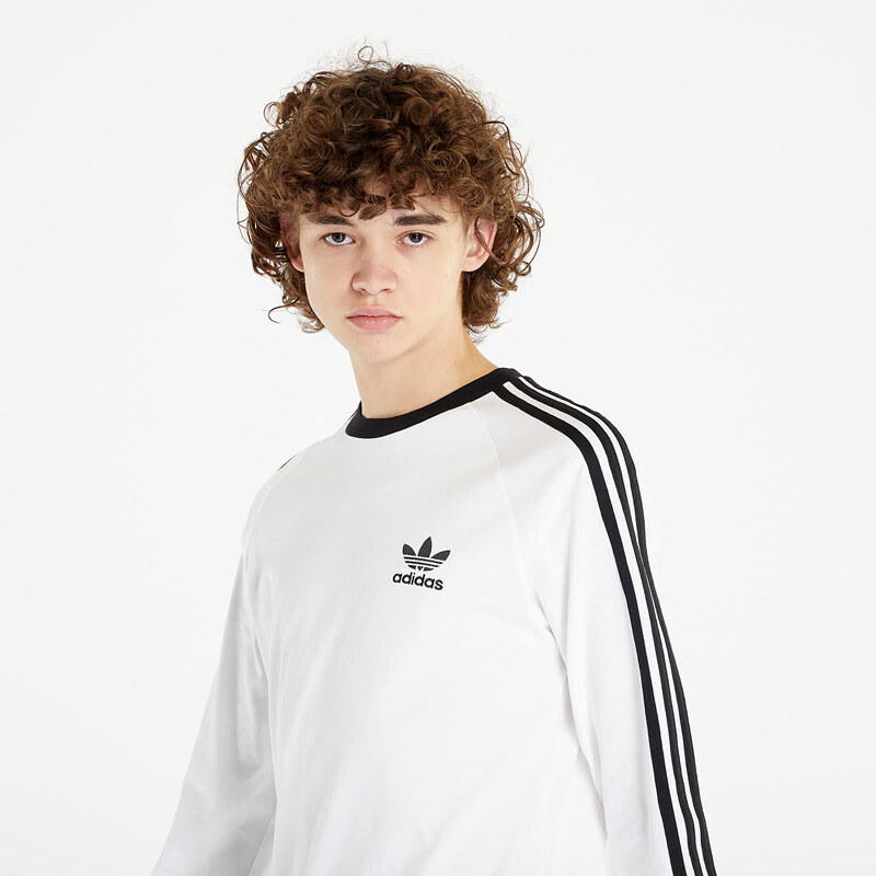 adidas Originals Tričko adidas 3-Stripes Long Sleeve Tee White