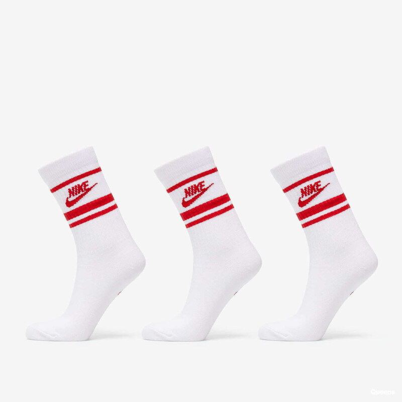 Ponožky Nike NSW Everyday Essential Crew Socks 3-Pack White/ Red