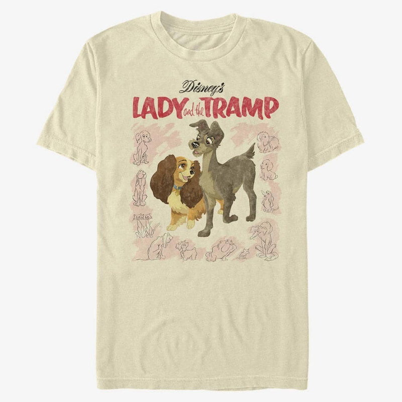 Pánské tričko Merch Disney Classics Lady & The Tramp - Vintage Cover Unisex T-Shirt Natural