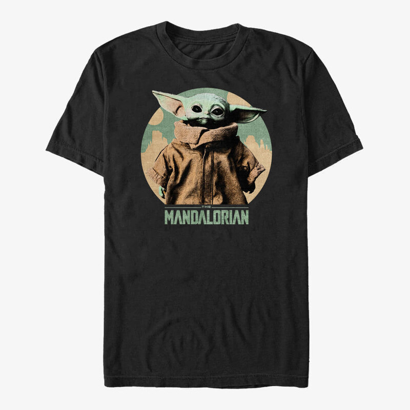 Pánské tričko Merch Star Wars: The Mandalorian - Light Vintage Child Unisex T-Shirt Black