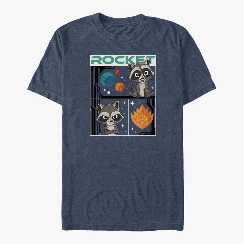 Pánské tričko Merch Marvel Guardians of the Galaxy Vol. 3 - Rocket Three Boxes Unisex T-Shirt Vintage Heather Navy